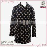 China Manufacturer Stylish Blacked Insulated Black Denim Hooded Mens Jacket With Print thumbnail-1