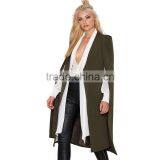 HAODUOYI Women Longline Buttonless Open Stitch Cloak Trench Blazer Poncho Coat thumbnail-4
