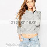 Wholesale Ladies Solid Color Cropped Crewneck Sweatshirt thumbnail-1