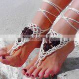 Latest Fashion Contrasted Color Ladies Highheel Crochet Sandals thumbnail-3