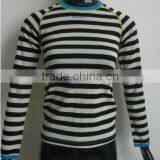 100% Superfine Merino Wool Women Long Sleeve Black Stripe T-shirt thumbnail-1