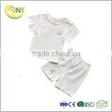 2017Wholesale Baby Clothing White Plain Cotton Sleeveless Baby Romper Set thumbnail-1