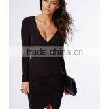 Hot Bodycon Fit Cross Over Neck Wrap Dress With Hem thumbnail-6
