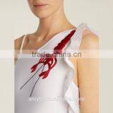 China Factory Wholesale Embroidered Asymmetric Ruffle One Piece Swimsuit Women thumbnail-5