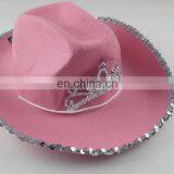 2016 Hot Sale High Quality Crown Cowboy Hat Fashion Lady Party Hat thumbnail-5
