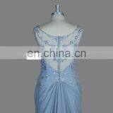 Real Sample Sleeveless See Through Back Beaded Chiffon Evening Dress Women With Train thumbnail-2