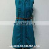 Woman's Classic Pleated Front Button Open Shirt Dress Made of Chiffon Crepe thumbnail-2