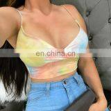 Summer Female Sleeveless Festival Tie Dye Print String Sexy Short Tank Tops Crop Tops Vest Short Streetwear thumbnail-1