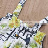 2019 Cotton Infant off Shoulder Yellow Top + Girls Floral Bee Print Rompers Set Infant Romper 2Pcs/Set thumbnail-4