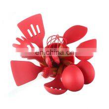 Multicolor BPA Free Non Toxic Wooden Handle Turner Tongs Spatula Cooking Silicone Kitchen Utensils thumbnail-3