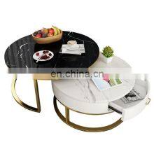 Modern salon furniture simple style black glass marble tea center coffee table