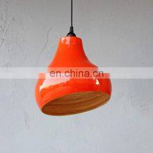 Orange Spun Bamboo Lamp Pendant Bohemian Coiled Ceiling Light Decor thumbnail-4