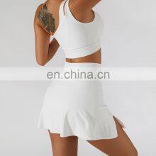 Sexy One Shoulder Strap Bra And With Shorts Golf Tennis Skirt 2 Piece Tracksuit Yoga Sets Fitness Women Running Workout Clothing thumbnail-4