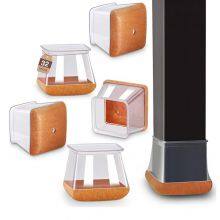 24 Pcs Chair Leg Floor Protectors Square, Silicone Chair Leg Covers Caps for Hardwood Floors With Wrapped Felt, Furniture Feet Protector Pads thumbnail-1