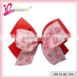 New Arrival Latest Design Wholesale Red Ribbon Bow Fashion Hair Clip With Heart for Girls (QRJ-0008) thumbnail-2