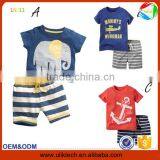 2016 Factory New Fashion Casual Child Clothes for 2 Pieces Summer Baby Boy Clothing Set Wholesale Kids Clothes (ulik-SC078)