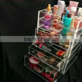 Makeup Cosmetics Jewelry Organizer Clear Acrylic 4 Drawers Display Box Storage