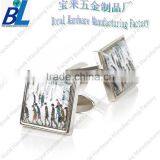 Square Shape Sticker With Epoxy Zinc Alloy Silver Cufflinks thumbnail-1