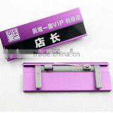 Fashion Shop Scutcheon Customized Company Nameplate Work Card With Pin