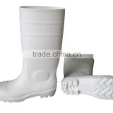 White PVC rain boots with steel toe,wellington boots