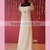 Vintage illusion sleeve white prom dress