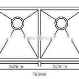 Farmhouse Hot Sales China Supplier Manufacturer XHHL Commercial Handmade Cupc Double Bowl Stainless Steel Kitchen Sink thumbnail-4