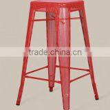 Vintage Industrial Stripped and Polished Meta French Style Cafe Bar Stool thumbnail-1