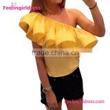 Newest Dropship Free Shipping Women Ruffle Neck Tops and Blouses thumbnail-1