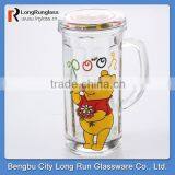 LongRun 13oz Cartoom Sprinting Glass Mug With Lid