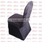 Polyester lycra spandex stretch black plicated corrugated crinkle chair cover hotel banquet wedding