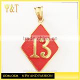 Jingli jewelry Lucky Red Emanel Number 13 Biker Pendant Gift in Stainless Steel Jewelry (HS-111)