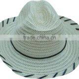 New Fashion Folding Wide Brim Woven Paper Straw Hat Cowboy Hat With Rope for Decorate or Travelling thumbnail-1