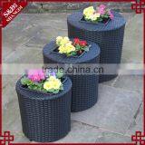 S&D China Products Large Size pe Ratatn Round Garden Decoration Black Wicker Garden Pots and Planters