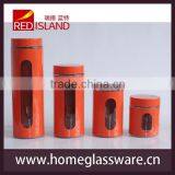 Sugar Coffee Tea Pasta Storage Glass Jar With Stainless Steel Casing