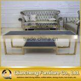 Eurpean Style Stainless Steel Golden Glass tv Stand thumbnail-2