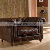 Classical Vintage Leather Chesterfield Sofa With Tufting Armrest thumbnail-2