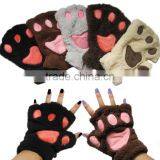 different cute design plush animal glove bear paw glove