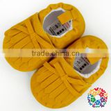 Size 11 12 13 Mustard Fringe Bow tied fancy Infant baby girls shoes