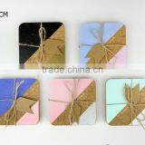 Geometric Cork Coasters Colorful Printed Quare Coaster Set Cup Coasters Cork thumbnail-1