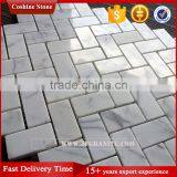White Marble Herringbone Mosaic Tile thumbnail-2