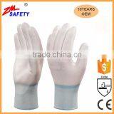 EN388 Certified Green Polyester Shell Green PU Dipped Glove for Mechanic Workplace Safety thumbnail-3