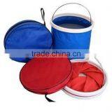 Foldable Water Fishing Bucket Portable Car Wash Basin 9L 3 Gallon Water Resistant Fabric Collapsible Bucket for Camping Hiking thumbnail-1