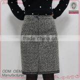Wholesale Winter Office Wear Elegant Mature Tight Ladies Classic Tweed Pencil Skirt thumbnail-1