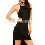 Fashion Designs Sleeveless Backless Shoulderless Sexy Ladies Black Front Short and Long Back Blouse thumbnail-4