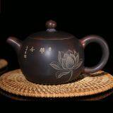 Round Purple Clay Teapot Nixing Pottery Pot Pure Handmade Qinzhou Local Pottery Tea Pot thumbnail-1