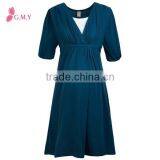 Women's V-neck Elastic Waist Black Maternity Dresses, Maternity Evening Dresses thumbnail-4