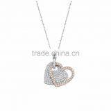 Fashionable Two Tone Plated CZ Studded Heart Pendant thumbnail-1