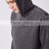 OEM Service Stone Washing Plain Sweatshirt Men Dark Grey Burnout Wash Hoodie Blank Pullover Custom Branding thumbnail-6