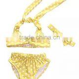 Girl Yellow Polka Dot Swimsuit Baby Summer Pageant Wears thumbnail-3