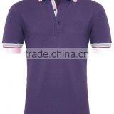 High Quality Mens Purple Polo Shirt With Pink Stripe thumbnail-1